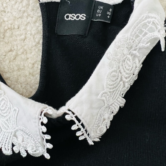 🌸🌸Limited Time Sale🌸🌸ASOS Black Knit Sweater Dress with Lace Collar - Picture 6 of 10